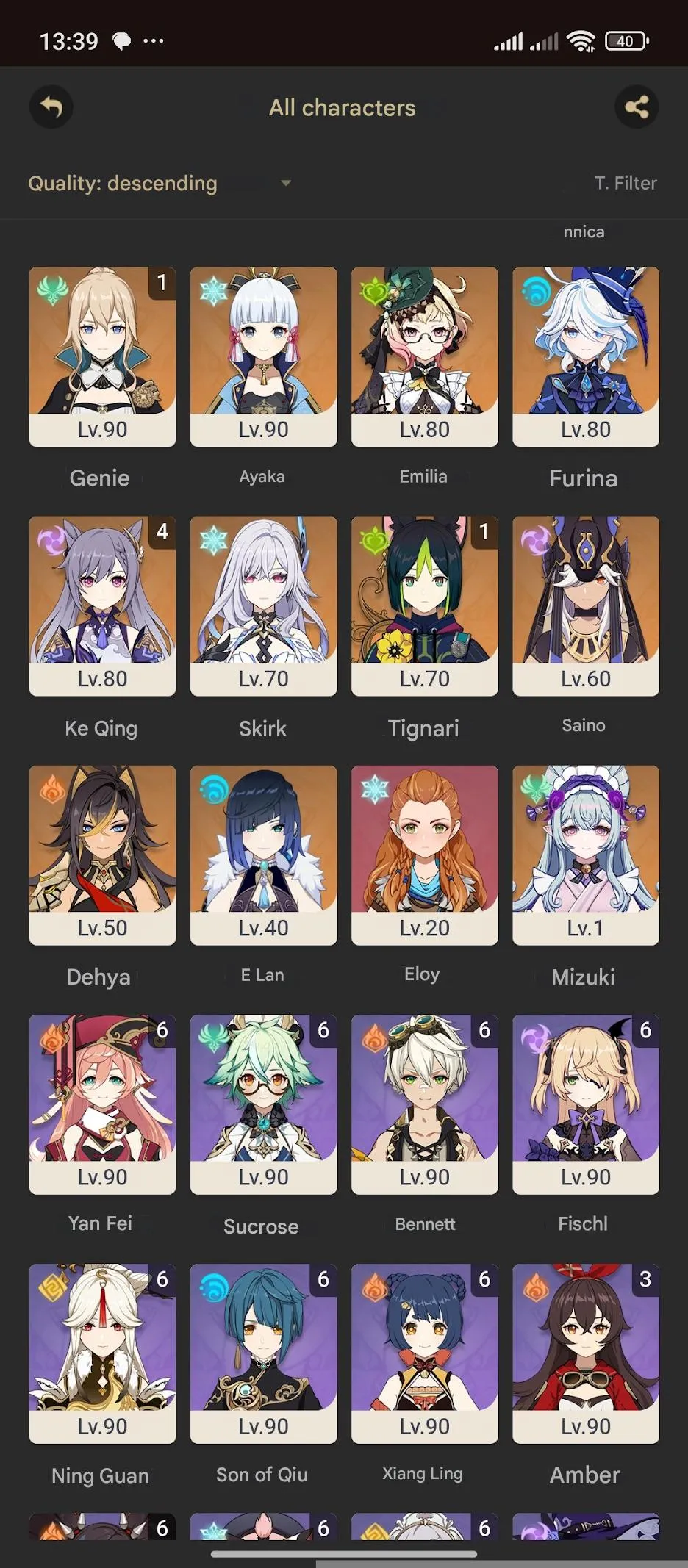 GI1027 C3 Wanderer Polar Star, C3 Nahida A Thousand Floating Dreams R2, C2 Hu Tao Staff of Homa, Furina Splendor of Tranquil Waters, Ganyu C1, Neuvillette 